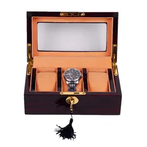 Hot Sale China Supplier High Quality Luxury Glass Lid Top Wooden Gift Watch Box