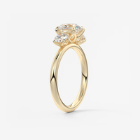 3 Karat Runder Drei-Stein-Trellis Labor-Gezüchteter Diamant-Verlobungsring 10K/14K/18K Massivgold IGI-Zertifiziert CVD/HPHT Maßanfertigung