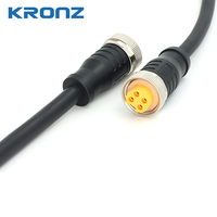 Câble pré-assemblé KRONZ 7/8 pouce avec connecteur mâle 5 broches A-Code, droit, en PVC noir, non blindé