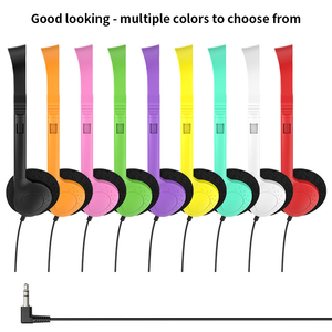 Casques téléphoniques filaires sur oreille modèle 857 noirs en gros, prise jack 3,5 mm, étanches IPX-4, cordon de 1,5 m pour salle de classe - Product Image 3