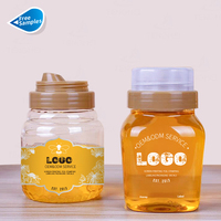 Botol kaca madu 250ml 350ml, kelas atas desain baru kaca madu makanan dapur stoples bumbu plastik anti bocor Tuang