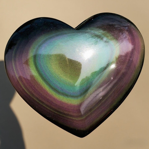 Wholesale Natural Rainbow Obsidian Heart/Teardrop <b>Ornament</b> Suitable for Home Decor Meditation and Holiday Gifts - Product Image 1