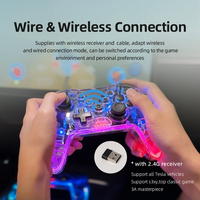 Venta al por mayor Gamepad inalámbrico transparente RGB luz Turbo función Joystick inalámbrico controlador de juego para PC para PS3 PS4 GamePad