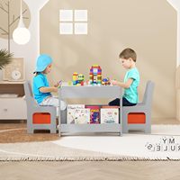 Ensemble table et chaises en bois pour enfants avec rangement, plateau amovible, bureau d'activités pour tout-petits pour dessiner, lire, salle de jeux, chambre d'enfant