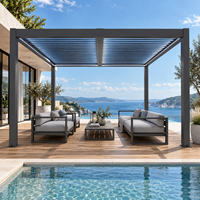 Pergola en aluminium avec éclairage LED multicolore pour jardin, gazebo, terrasse, cour, fête et rassemblements en plein air