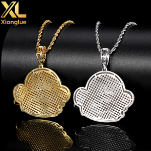 Collar con colgante de mono de boca grande estilo hip hop, con diamantes CZ, cadena retorcida de orangután, para hombre - Product Image 5