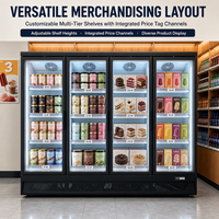 Congélateur commercial pour crème glacée homologué ETL -24°C, vitrine verticale à porte vitrée pour le marché américain