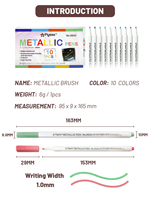 Ensemble de stylos marqueurs permanents à base d'eau pour enfants, 10 couleurs, effet pailleté métallique, stylos de couleur pour kit de marqueurs artistiques