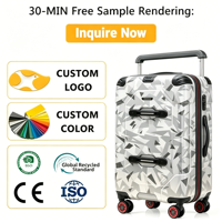 Valise rigide à roulettes pivotantes, imprimé camouflage géométrique, robuste, avec serrure TSA, extensible, pour voyage, vente en gros, OEM/ODM