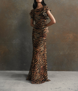 Abito Casual da donna <span class=keywords><strong>lungo</strong></span> girocollo <span class=keywords><strong>leopardato</strong></span> in Chiffon <span class=keywords><strong>lungo</strong></span> fino al pavimento - Product Image 3