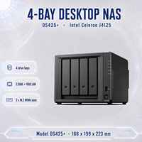 DS425+ NAS 4-Bay Tanpa Disk Celeron J4125 2GB 2.5GbE Dokumen Tim Catatan ISCSI FTP Akses Jarak Jauh Snapshot