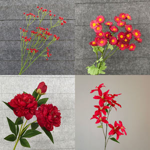 Vente en gros Fleurs artificielles décoratives de haute qualité Real Touch Red Lily Peony Coquelicot Hortensia Roses pour la décoration de scène de mariage - Product Image 5
