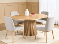 Table de salle à manger extensible moderne en MDF grain de bois avec couleur bois naturel pour ensemble de salle à manger