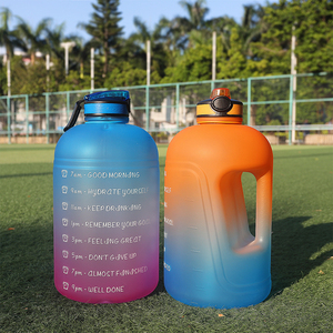 yekea sells large capacity plastic Time Markings Motivational sport water bottle 1gallon for gym fitness jug