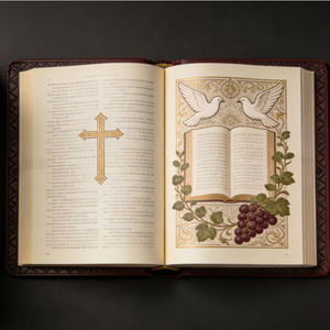 Nouvelle version internationale OEM de la Sainte Bible, couverture en similicuir marron avec illustration de croix et de colombe, impression personnalisée de livres religieux - Product Image 3