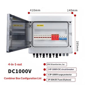 410x140x285mm PV Combiner Box Four-in-one-out DC1000V <b>Solar</b> Junction Box with Fuse and Surge Protection - Product Image 2