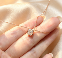 Collier pendentif en diamant de laboratoire taille radiant certifié IGI 1 carat, or massif 18 carats, sertissage horizontal, solitaire, bijoux fins personnalisés