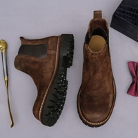 Chaussures mi-mollet pour hommes, grande taille, en cuir élastique, avec semelle épaisse en caoutchouc, style business-casual, chaudes et résistantes à l'usure