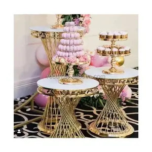 Wedding Backdrop Dessert Cake Table Silver Metal Plinth Set Gold Round cylinder pedestal stands