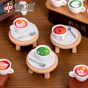 ดีพี แคท คาเฟ่เรซิ่นแก้วกาแฟเครื่องประดับจิ๋วตุ๊กตาตกแต่งโต๊ะทำงานอุปกรณ์เสริม - Product Image 4