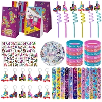 Bracelets claquant, porte-clés, pailles à boire, autocollants de tatouage, accessoires, jouets, cadeaux, kits de goodies et de faveurs pour fête sur le thème des rollers