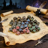 Vente en gros d'usine, dés à jouer en métal lourd de luxe faits à la main, fantaisie bleue, dragon sculpté, polyédrique, pour jeu de rôle