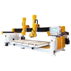 Hot Sale 2 Head CNC Stone Engraving Machine stone marble carving cnc milling machine With Saw And 4th Axis Rotary