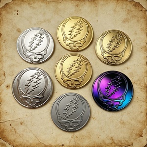 Spille da Cappello <span class=keywords><strong>e</strong></span> da Bavero in Smalto Morbido, a Forma Rotonda, Personalizzate con Colori di Placcatura Diversi, Stile Grateful Dead, con Incisione a Pressione - Product Image 1