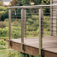 Système de garde-corps en câble en acier inoxydable moderne de luxe à montage latéral, résistant à la rouille et à l'eau, avec main courante supérieure pour hôtels, villas et appartements