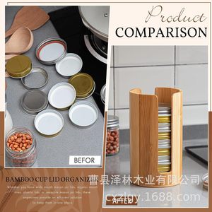 Wooden Mason <b>Jar</b> Lid <b>Storage</b> Cylinder M Size Multi Functional Organizer <b>For</b> <b>Kitchen</b> Use - Product Image 5