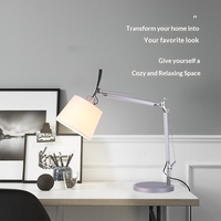 Lampe de table pliable à double bras, style minimaliste moderne, avec abat-jour en tissu, tension universelle, pour hôtel, maison d'hôtes, salon