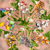 Breloques en perles 3D à thème animalier, vache laitière, abeille, oie, ours, chien, dinosaure, pour accessoires de sac, breloques pour clés, vente en gros