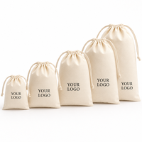 Sac en toile à cordon de serrage, sac anti-poussière en coton, pochette à bijoux avec logo personnalisé imprimé, différentes tailles, emballage cadeau, vente en gros