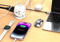 Chargeur USB et Type C 10.5W Mini Tour Prise d'extension universelle Multiprise avec 4 prises universelles