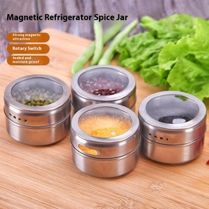 Direct Factory Sale-Stainless Steel Magnetic Seasoning Jar Lid Wall-Hanging Multifunctional Non-Perforated Condiment Storage <b>Box</b> - Product Image 2