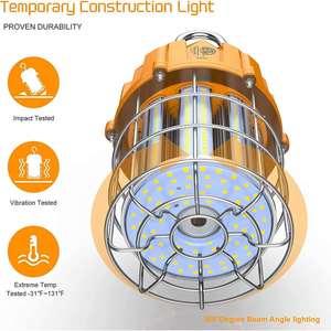 ไฟ LED สำหรับงานก่อสร้างแบบพกพา125วัตต์18,750LM 500W MH/HPS equiv) 5000K ไฟ LED แขวนชั่วคราวสำหรับบริเวณไซต์งาน - Product Image 6