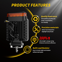 Neue 4 Zoll Hellste Quadratische LED-Arbeitsleuchte 12V Flutlichtstrahl LKW-Traktor-Lampe 360° Amber Blitz Warnleuchte IP67 5000