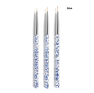 Ensemble de 3 pinceaux à manche pailleté pour nail art, pinceaux fins et longs pour la peinture au gel et la conception de manucure - Product Image 1
