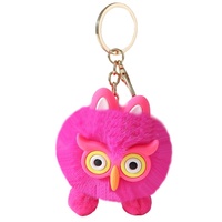 Mignon Dessin Animé Imitation Fourrure Porte-clés Coloré En Peluche Animal Sac Décoration Pendentif Doux Alliage Bijoux Hibou Mode Pendentifs Charmes