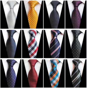 Cravates Jacquard tissées en soie pour hommes, avec des rayures jaunes, <span class=keywords><strong>bleu</strong></span> <span class=keywords><strong>marine</strong></span> et à <span class=keywords><strong>pois</strong></span>, matière solide, très tendance, longueur 8cm, - Product Image 2