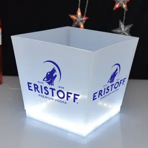 ERISTOFF LED Ice Bucket Multiple Capacity Custom Logo Acrylic Plastic Transparent Led Flashing Beverage Wine Bucket