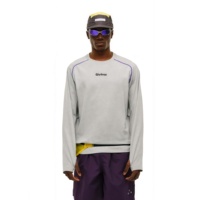 T-shirt sport uni à col rond, manches longues, en polyester/coton, séchage rapide, haute élasticité, respirant et ventilé