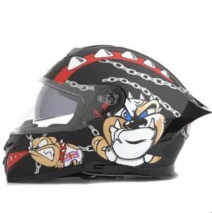 Capacete de moto de rosto inteiro de desenho animado capacete de moto capacete branco de aventura capacete de moto certificado