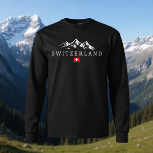 T-shirt à manches longues Suisse, motif montagne, imprimé drapeau national - Product Image 3