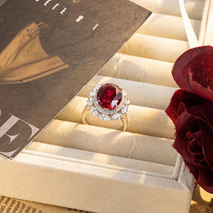 Collier pendentif en chaîne à maillons avec imitation de perles et rubis de laboratoire Sier, forme ovale 13x18mm, bijoux de mode pour soirée, vente en gros - Product Image 5