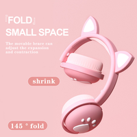 Écouteurs sans fil Bluetooth avec oreilles de chat mignonnes, casque sportif Macron