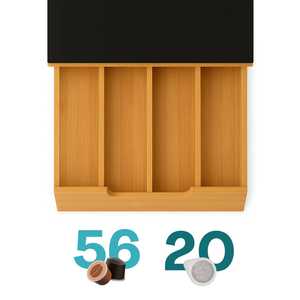 Tiroir de rangement pour dosettes de café en bois de bambou avec dessus en verre noir pour machine à café 31,5x30x10 cm - Product Image 4