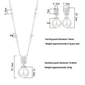 Factory Wholesale Eco-friendly Copper 16-14mm White Pearl Tassel Vintage Fashion Bridal <b>Set</b> Pearl Jewelry <b>Sets</b> for Brides - Product Image 2
