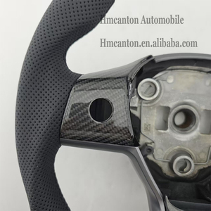 Explosive New Products Perforated Leather Carbon Fiber for Tesla Model 3 Mode Y Car Steering <b>Wheel</b> - Product Image 6
