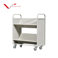 Chariot de livre Double face en métal en forme de v, chariot sur roues, 2 niveaux, bibliothèque, littéraire, chariot mobile, chariot pour documents et bureau